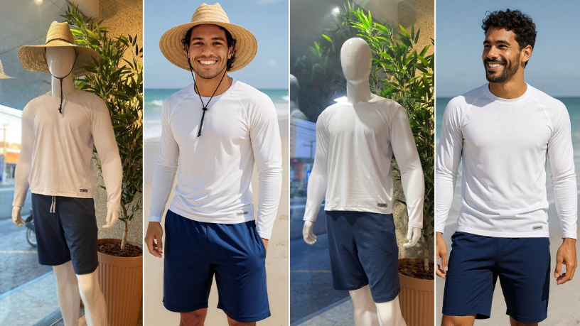 O FotoModel leva energia e movimento para suas campanhas de moda fitness com imagens realistas que vendem.